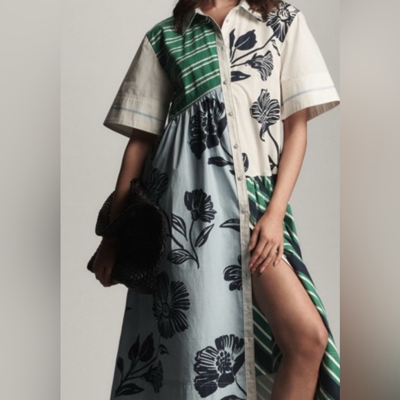 Maeve Dresses & Skirts - Anthropologie Maeve button up collared dress mixed patterns size M